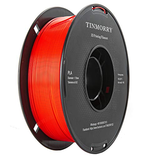 PLA Filamento 1,75 mm, TINMORRY Materiales de Impresión 3D Filamento 1 kg Spool, Rojo