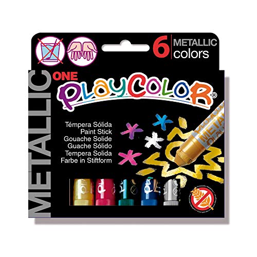 Playcolor Metallic one - Tempera sólida - 6 colores surtidos - 10321