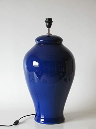 POLONIO Lámpara de Ceramica Sobremesa Macro Hall Color Azul 53 cm E27, 60 W - Pie de Lámpara de Cerámica Azul Cobalto.