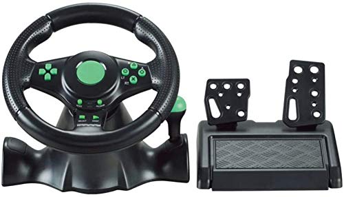 QDY Gamepad de Volante de Juego de Carreras de Coches 180 Grados para XBOX-360 / para PS3 / PS4 / PC Dual-Motor Feedback Force Simulation Driving Car
