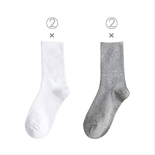 QZF Calcetines largos calcetines de media noche de otoño e invierno calcetines de algodón de color sólido Código promedio 4 pares