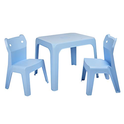 resol grupo Jan Cat Set Infantil 2 sillas y 1 Mesa para Interior, Exterior, jardín, Azul Cielo