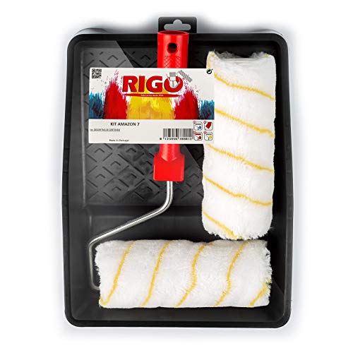 RIGO Rodillos Pintura Antigoteo 2 Recambios de 18cm Reutilizables y Bandeja - Perfecto para Pintar Paredes y Techos