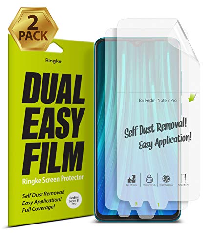 Ringke Dual Easy Film [2 Unidades] Diseñado para Protector de Pantalla Xiaomi Redmi Note 8 Pro (6.53"), Protección Clara Fácil de Instalar Cobertura Total Protector Pantalla Redmi Note 8 Pro (2019)