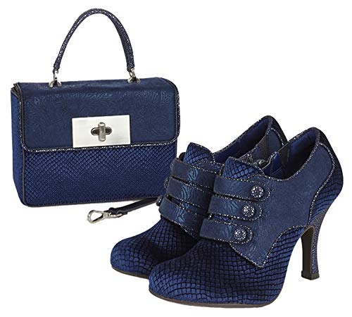 Ruby Shoo Octavia Botines de terciopelo de tacón alto y bolsa de perugia a juego, color Azul, talla 38 EU