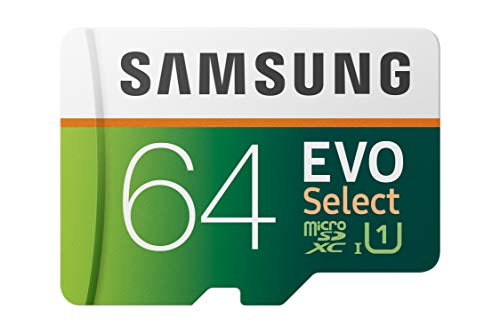 Samsung EVO Select - Tarjeta de Memoria microSD de 64 GB, 100 MB/s, Full HD y 4 K UHD, Incluye Adaptador SD para Smartphone, Tableta, cámara de acción, dron y portátil