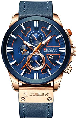 SGHH-Reino Unido Relojes reative Reloj de Cuarzo Hombres Fecha Relojes Business Casual Reloj de Pulsera de Reloj Masculino, Negro Plata Negro, 25cm (Color : Rose Blue, Size : 25cm)