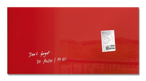 Sigel GL147 - Pizarra de cristal magnética, 91 x 46 cm, rojo