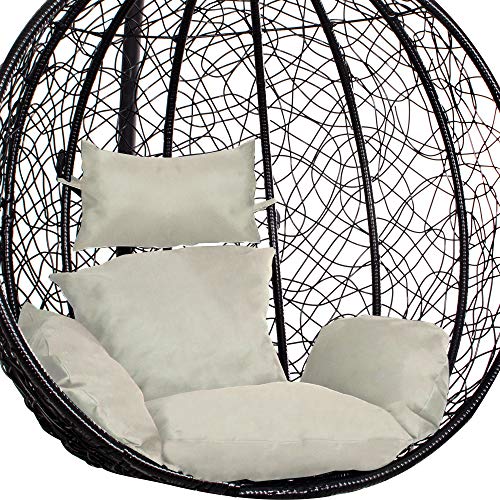 SPRINGOSR - Cojín para columpio, color gris, acolchado con reposacabezas, para silla colgante de polirratán, sillón colgante