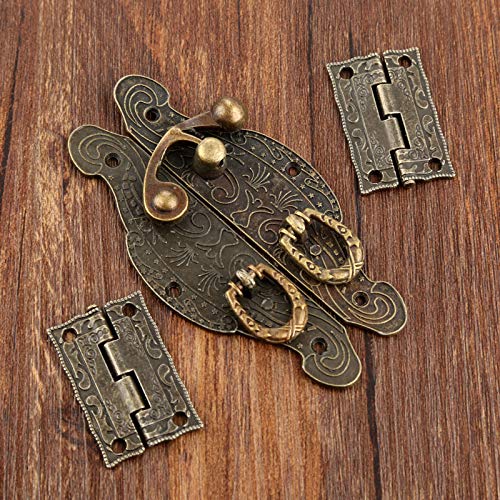 SSB-JIAOLIAN, 1 juego de bronce antiguo Gabinete bisagras + joyería caja de madera de la caja de palanca del cerrojo de pestillo Muebles vendimia de los accesorios de hardware ( Size : 35*23mm )