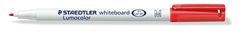 Staedtler Lumocolor Whiteboard Pen 301-2 - Rotulador para pizarra blanca punta M de 1 mm aprox. Color rojo. Caja de cartón con 10 rotuladores