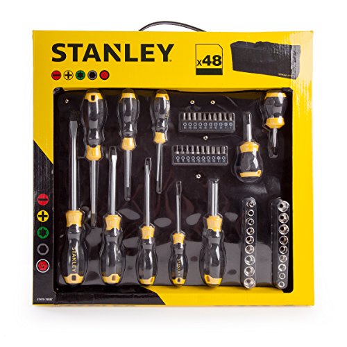 STANLEY STHT0-70887 Juego de llaves y puntas de destornillador con bolsa de 48 piezas, 0 V, Amarillo/Negro