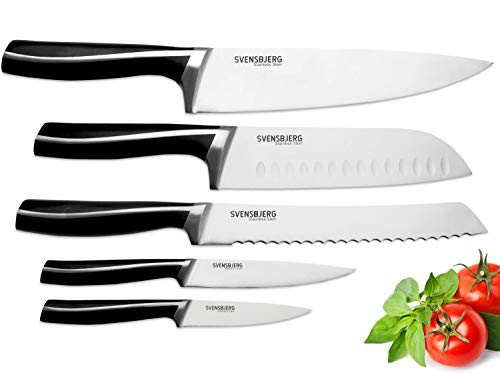 SVENSBJERG Juego de cuchillos de cocina, juego de cuchillos de cocina, juego de cuchillos profesionales | Cubiertos de acero inoxidable, afilados, marca alemana, gama alta | SB-KS301