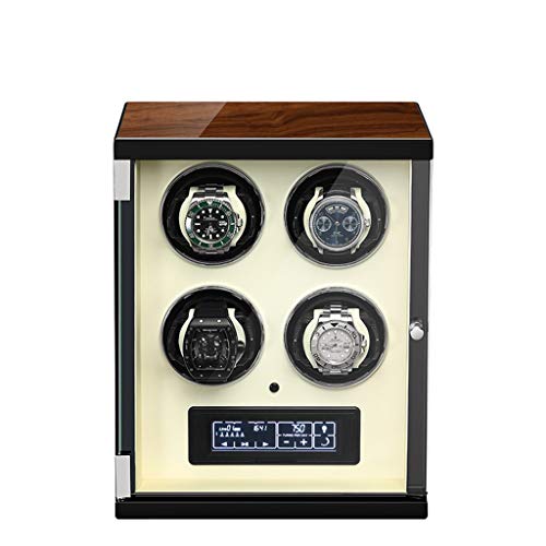 SYN-GUGAI Watch Enrollador Enrollador Reloj De 2/4/6 con Retroiluminación LED Y Almohadillas para Reloj Ajustables [mejoradas] y Control Remoto (Color : White, Size : 4 Watches)