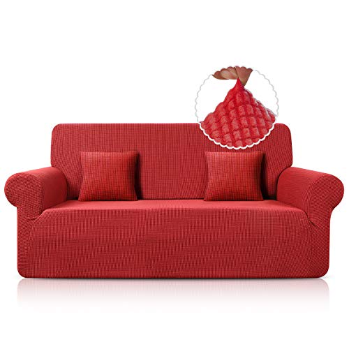 TAOCOCO Funda elástica para sofá de 3 plazas de 185 cm a 235 cm. Lavable a máquina (rojo)