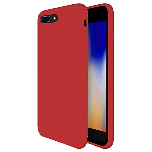 TBOC Funda para Apple iPhone 7 Plus [5.5"]- Carcasa Rígida [Roja] Silicona Líquida Premium [Tacto Suave] Forro Interior Microfibra [Protege la Cámara] Resistente Suciedad Arañazos
