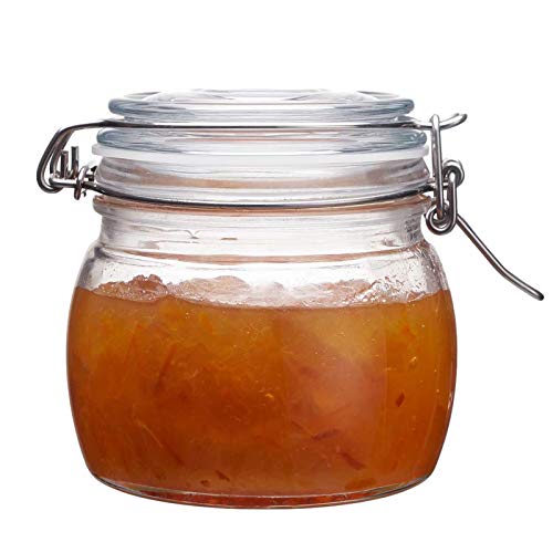 The Happy Jar - Tarro de cristal con tapa de clip y tarros de cristal herméticos de 500 ml para especias, azúcar, café, especias, avena, comida para mascotas (500 ml), color blanco