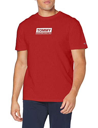 Tommy Hilfiger TJM White Box Logo tee Camisa, Rojo (Wine Red), L para Hombre