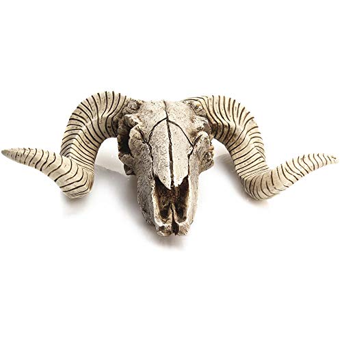 TOOGOO Creativo Cabeza de Cráneo de Oveja de Resina Cabeza Colgante de Pared 3D Animal Longhorn Escultura Figuras Artesanías Cuernos Decoración para el Hogar Adornos