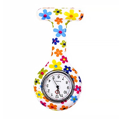 TrifyCore La túnica de Silicona médica cuida el Reloj con Pilas del diseño de la Correa del Reloj de Cuarzo a Prueba de Agua（Flores de Multicolor）