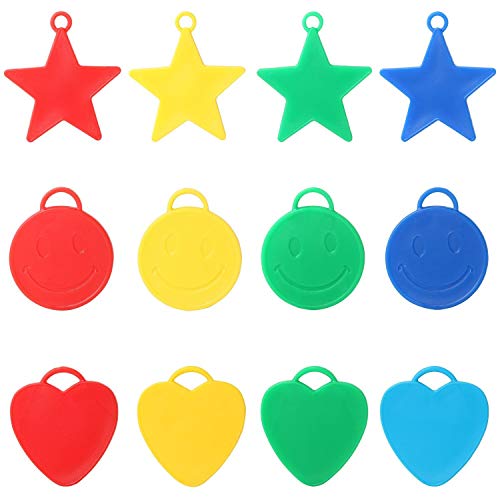 TRIXES 20 Piezas Pesas Globos de Helio -Formas y Colores Surtidos - Estrellas, Corazones, Caras Sonrientes-Ideales para Fiestas/Fiestas Infantiles