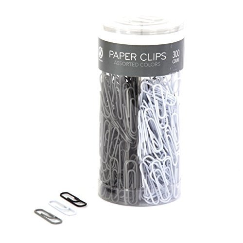 U Brands Paper Clips, Medium 1-1/8-Inch, Black White and Gray Fashion Colors, 300-Count by U Brands, LLC