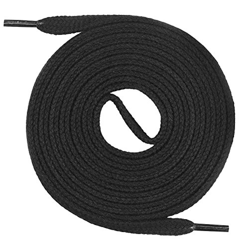 Un par de cordones Monte Swiss © Premium, 100% algodón, resistentes a roturas, 7 mm de ancho, entre 45 y 200 cm de longitud, Unisex, negro, 140 cm