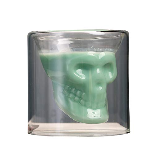 Vaso de café con diseño de calavera de cristal de doble pared transparente (250 ml/juego de 2) 150m l transparente
