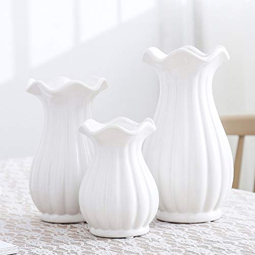 XLHH Florero de cerámica moderno jarrón de mesa decorativo de cerámica porcelana para el salón accesorio del hogar (blanco, L)