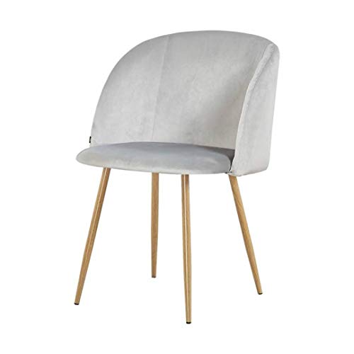 ZONS – Lote de 2 sillas escandinavas de terciopelo gris y patas de metal efecto madera, talla XL