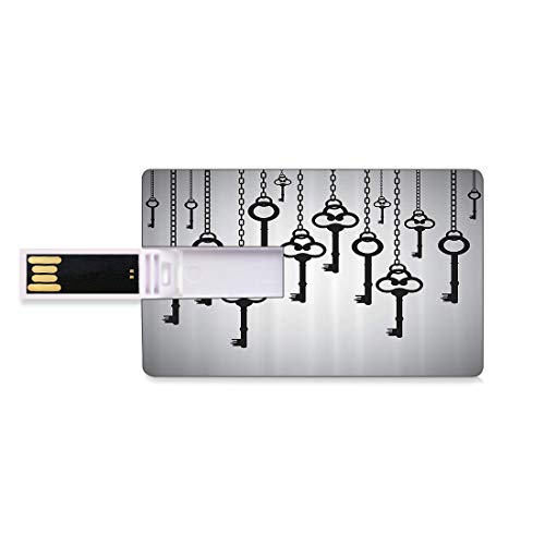 16 GB Unidades flash USB flash Conjunto antiguo Forma de tarjeta de crédito bancaria Clave comercial U Disco de almacenamiento Memory Stick Siluetas de llaves antiguas. Cadenas colgantes. Desbloqueo d