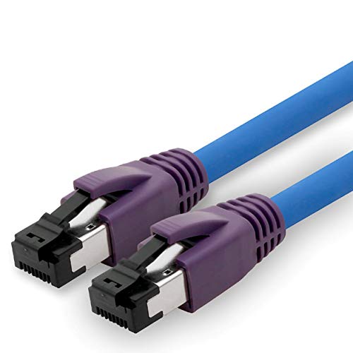 1aTTack.de 2m Cat.8 cable de red CAT8 cable CAT 8 2000 Mhz 40 Gbit s 40GBase-T High End Poe + cable de conexión Cable Ethernet AWG24 cobre LSZH azul - 1 pieza 2m
