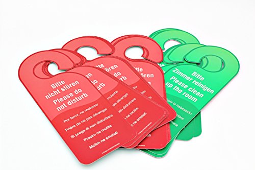 25 carteles para puerta con texto en alemán por ambos lados de «Bitte nicht stören» y «Bitter Zimmer reinigen», en colores rojo y verde