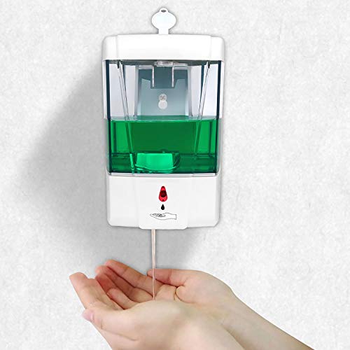 ACELEY 700ML Dispensador de jabón automático montado en la Pared Sensor IR Dispensador de jabón sin Contacto Alimentado por batería para Cocina Baño Hogar Oficina Hospital
