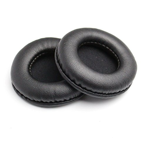 Almohadillas de Repuesto Almohadillas de Cuero para los oídos Kit de para la mayoría de los Modelos de Auriculares: diámetro Universal 60MM (1 par Negro)