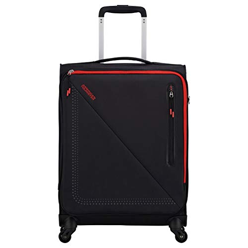American Tourister Lite Volt - Maleta de cabina con 4 ruedas, talla S, 55/20 cm, color negro y rojo