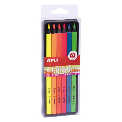 APLI 18060 - Lápices Jumbo Fluo colores surtidos caja 6 u, Fluor