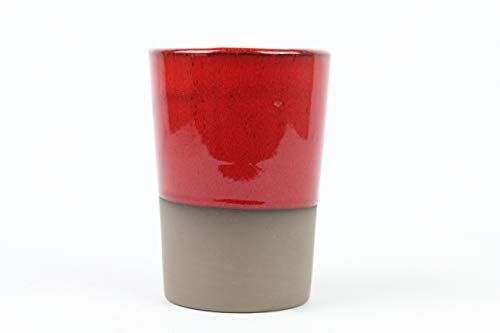 ARTESANIAROCA Vaso de Barro 500ml, con esmaltado de Colores Vulcano. Made in Spain. Medidas 9cm diámetro x 13cm Altura. Vaso Agua, Cerveza, cóctel. (Rojo)