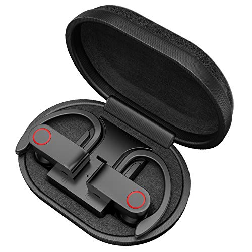 Auriculares Bluetooth Deportivos, iAmotus Auriculares Inalámbricos Bluetooth 5.0 Mini TWS Estéreo In-Ear Cascos Bluetooth Inalambricos con Caja de Carga Portátil para iPhone y Android(Negro)