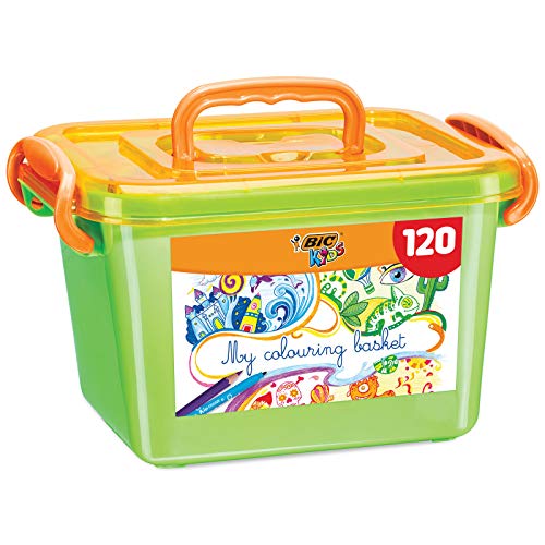 BIC Kids - Caja para colorear – Fabricados sin madera – 60 lápices de colores / 60 rotuladores para colorear