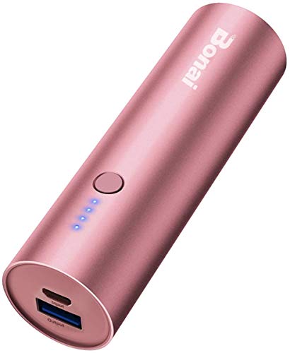 BONAI Bateria Externa para Movil, 5800mAh Powerbank Cargador Portatil para Samsung Huawei Xiaomi Android - Oro Rosa (con Micro Cable)