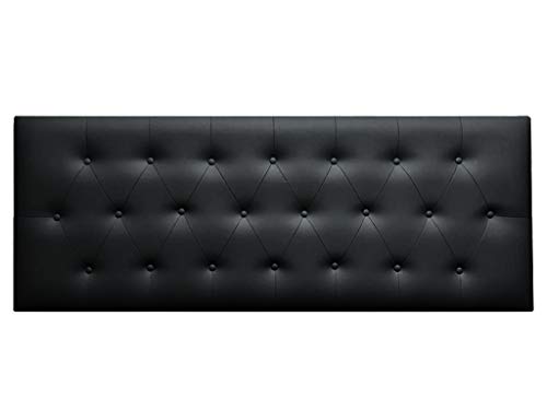 Cabecero de Cama CAPITONE tapizado en Polipiel y con Botones. Altura 55cm. Color Negro. para Cama de 80 (Medidas 90x55x8) Pro Elite.