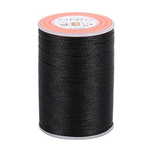 Cordón de hilo encerado redondo de costura de cuero DIY Artesanía Herramienta de costura 0,45 mm 160 m/roll blanco negro marrón (negro)