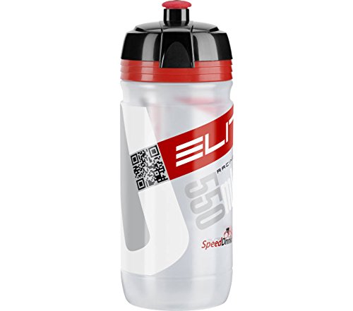Elite 00914166 Bidón Corsa, 550 ml, Transparente/Rojo, Unisex Adulto