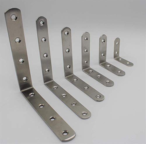 Euro Tische Escuadra angular de acero inoxidable, ideal para interiores y exteriores, ángulo de metal en 6 tamaños diferentes, 5-15 cm (2 unidades de 10 cm)