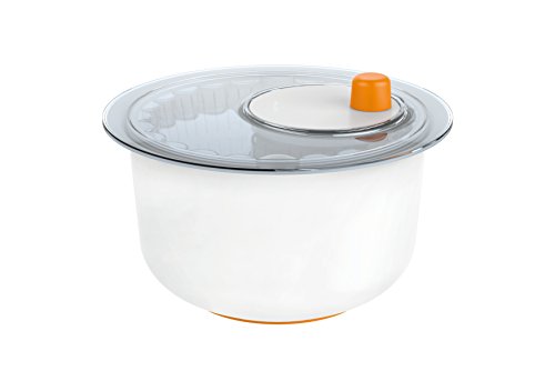 Fiskars Escurridor para ensalada con recipiente para servir, Diámetro: 25 cm, Alto: 16,9 cm, Plástico, Functional Form, Blanco/Naranja, 1014433