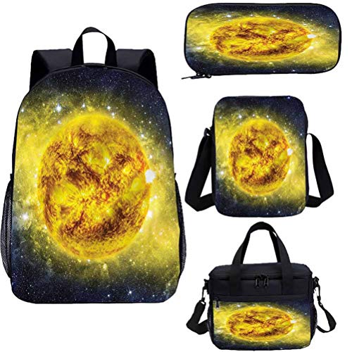 Galaxy 15 pulgadas Kids School Bookbags Set, Galaxy Space Panorama 4 en 1 conjuntos de mochila