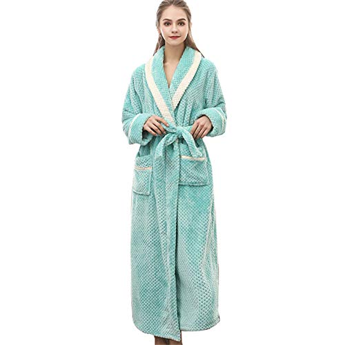 GLLMY Women Winter Warm Bath Robe Soft Thick Fluffy Flannel Dressing Gown Unisex Stylish V-Neck Pockets and Belt Highly Absorbent Nightgown for Man and Women