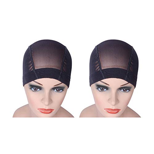 Gorra de malla negra para la producción de pelucas elásticas con banda de peluca con banda elástica ancha 2 piezas/lote(S))