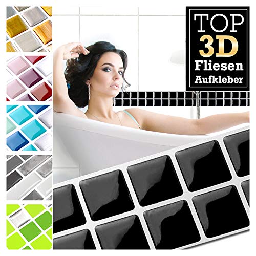 Grandora 1 Adhesivos 25,3 x 3,7 cm Negro Etiqueta Adhesiva Design 18 I 3D Diversidad lámina para Azulejos y baldosas Cocina de baño Pegatina de Pared decoración de Azulejos W5423